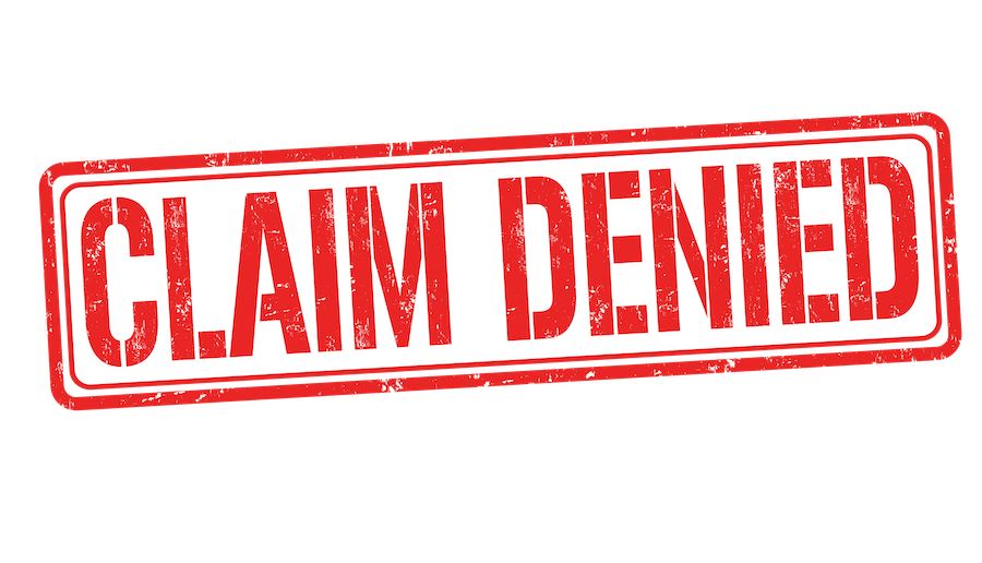 Claim denied sign or stamp